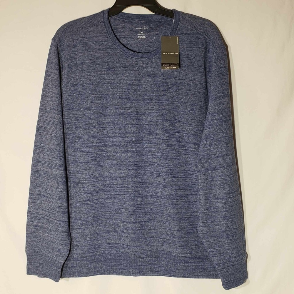 Van Heusen True Navy Weekend Crew Sweater Classic Fit Natural Stretch Mens 2XL